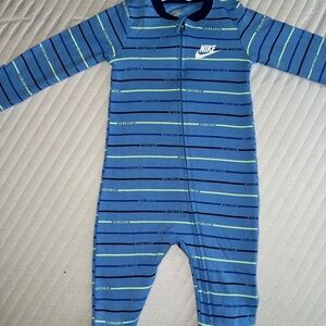 Nike Kids Blue and Green Striped Footie